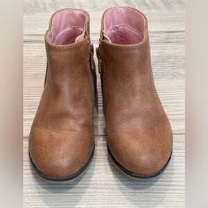 Cat & Jack Girls Brown Ankle Boots with Pink Lining